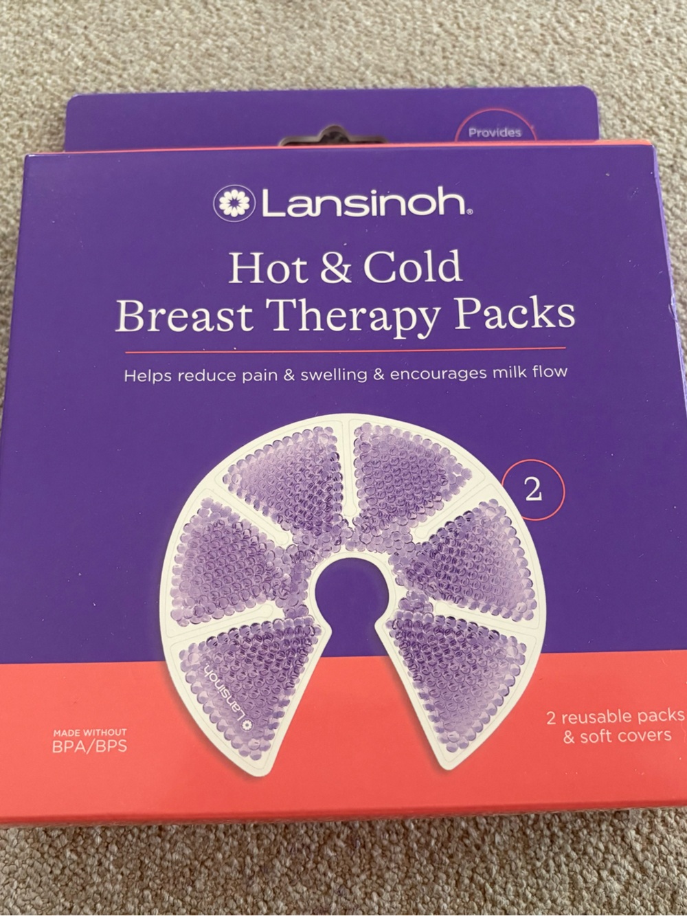 Lansinoh Purple and Coral Hot & Cold Breast Therapy Packs